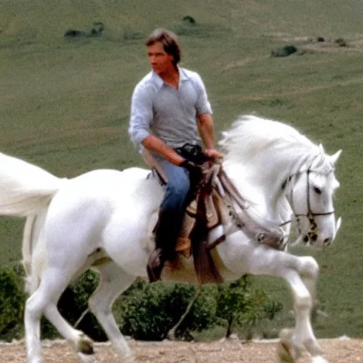 Image similar to harrison ford riding a white stallion