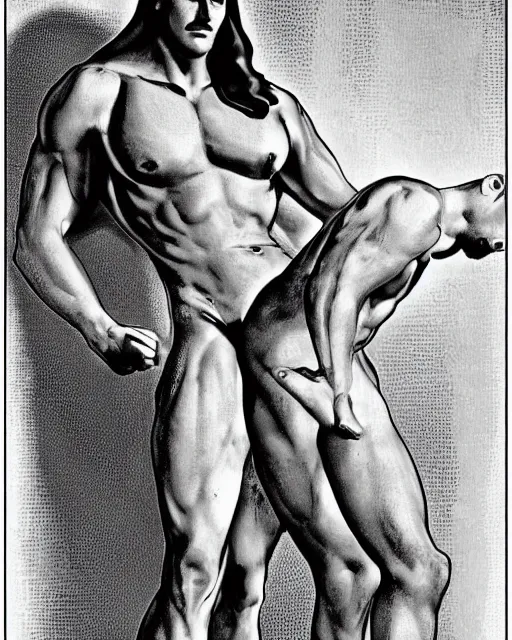 Image similar to muscular virgin mary tom of finland