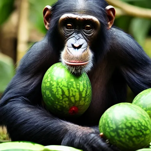 Prompt: a chimpanzee whose eyes are in the size of watermelons.