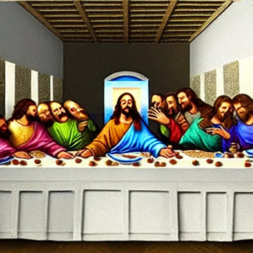 Prompt: The Last Supper but Jesus is gone