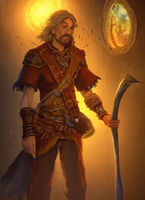 Image similar to traveling merchant, ultra detailed fantasy, neverwinter, realistic, dnd character portrait, full body, pathfinder, mtg art, pinterest, art by ralph horsley, dnd, rpg, lotr game design fanart by concept art, behance hd, artstation, deviantart, global illumination radiating a glowing aura global illumination ray tracing hdr render in unreal engine 5