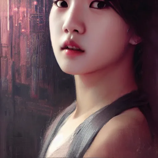 Image similar to jisoo of blackpink, hyperrealistic portrait, bladerunner street, art of elysium by jeremy mann and alphonse mucha, fantasy art, photo realistic, dynamic lighting, artstation, poster, volumetric lighting, very detailed face, 8 k, award winning