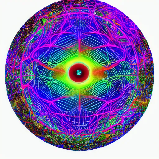 Image similar to n image that helps to create new neural connections, psychedelic colors, 3 d projection, matrix 2 5 5 5