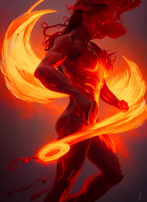 Image similar to a fire elemental throwing a fireball, intricate, brutal, highly detailed, digital painting, artstation, concept art, smooth, sharp focus, illustration, art by artgerm and greg rutkowski and alphonse mucha, 8 k