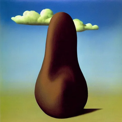 Image similar to surrealist magritte painting of a turd