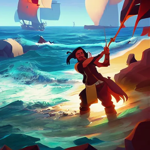 Image similar to painting treasure on sea of thieves game smooth median photoshop filter cutout vector, behance hd by jesper ejsing, by rhads, makoto shinkai and lois van baarle, ilya kuvshinov, rossdraws global illumination