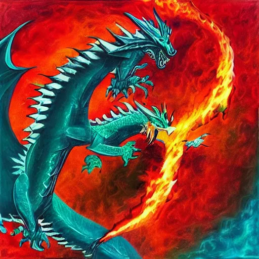 Image similar to “fire breathing dragon, abstract art”