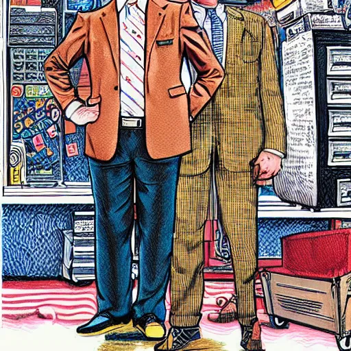 Image similar to The Artwork of R. Crumb and his Cheap Suit Saul-Goodman-Better-Call-Saul, pencil and colored marker artwork, trailer-trash lifestyle