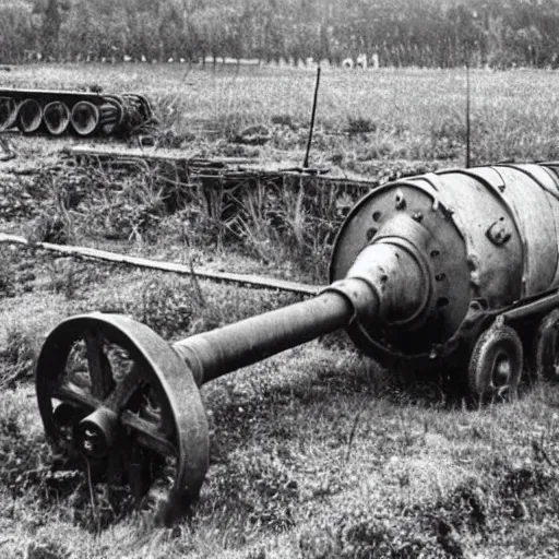 Prompt: a towed cannon, eastern front, ww 2, historical picture