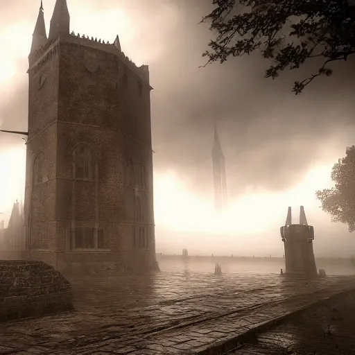 Image similar to medieval war foggy rainy award winning, trending on artstation, unreal engine