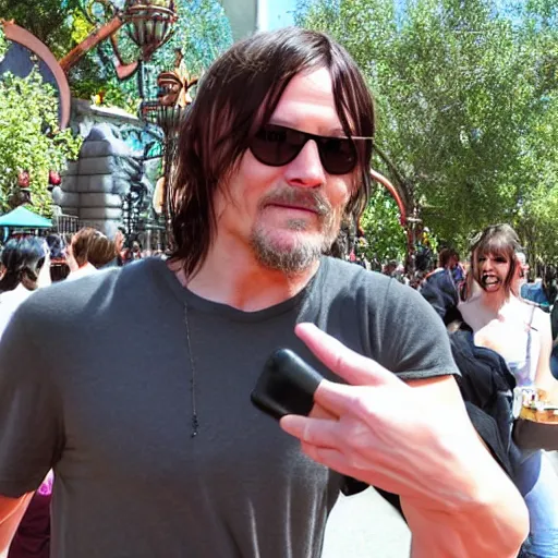 Prompt: norman reedus at disneyland