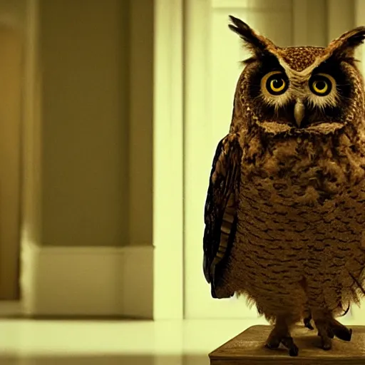 Image similar to Still of the Duolingo owl in The Shining (1980)