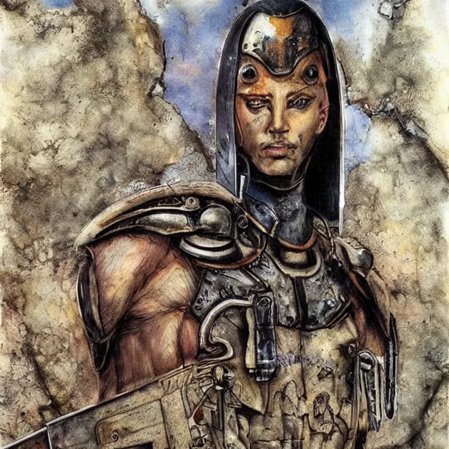 Image similar to artwork by Enki Bilal showing Horus