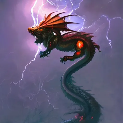 Prompt: a beautiful dragon with big eyes stuck in the ground, the dragon is on fire, smoke, rainstorm, lightning, angry, kinetic, john sargent, adolphe bouguereaum, norman rockwell, peter deligdisch, jama jurabaev, sachin teng, sergey kolesov, ruan jia, trending on artstation, highly detailed oil painting,