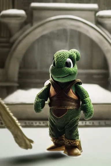 Image similar to very very intricate photorealistic photo of yoshi in an episode of game of thrones, photo is in focus with detailed atmospheric lighting, award - winning details