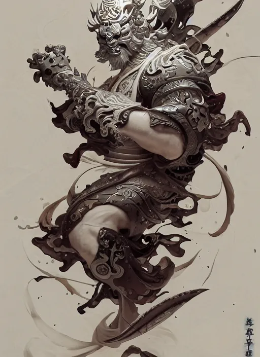 Image similar to subsurface scattering, white, koi, samurai deity with koi armor, art nouveau swirls, epic lighting, octane render, by jesper ejsing, james jean, justin gerard, tomasz alen kopera, cgsociety and fenghua zhong, highly detailed, rim light, art, very coherent, cinematic, hyper realism, high detail, 8 k