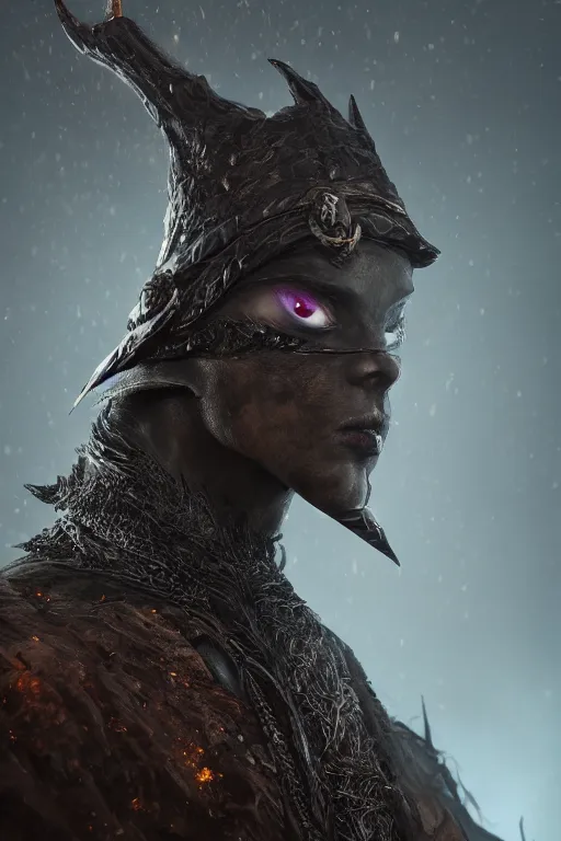 Prompt: highly detailed full body character art of a high fantasy cyclops sorceres eyes covered by a pointy mage hat, full body, highly detailed, photo realistic, dark fantasy atmosphere, foggy, 8 k, octane render, unreal engine