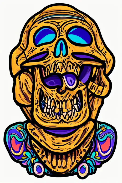 Image similar to A portrait of a skeleton who is a monk, sticker, portrait, highly detailed, colorful, illustration, smooth and clean vector curves, no jagged lines, vector art, smooth