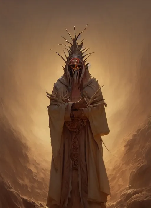 Image similar to slender high priest with a robe made of salt, strange headdress, subsurface scattering, by jesper ejsing, justin gerard, tomasz alen kopera, cgsociety and fenghua zhong, highly detailed, rim light, cinematic lighting, illustration, art, octane render, very coherent, cinematic, hyper realism, high detail, octane render, 8 k