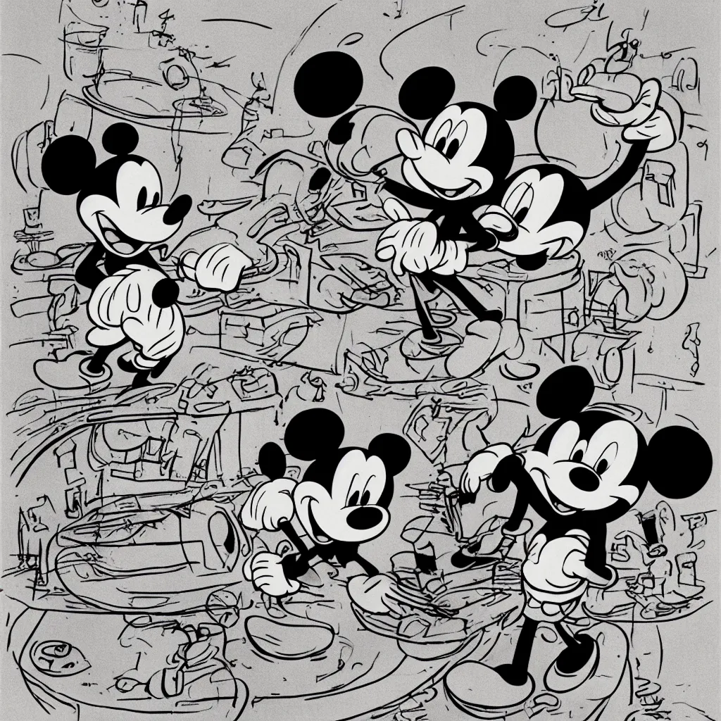 Image similar to an old demented mickey mouse discovering brownian motion