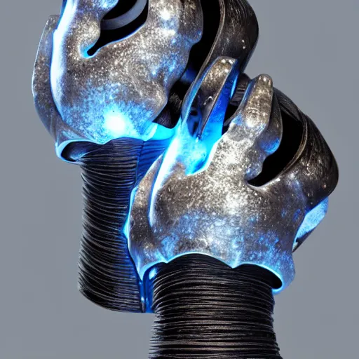 Image similar to a pair of futuristic, energized gauntlets with glowing accents