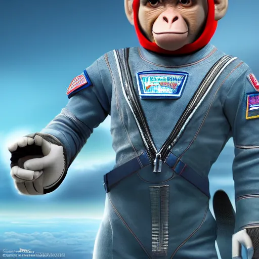 Prompt: monkey with russian astronaut suit style of the television series shin complete thunderbirds, realistic, many details, ultra detailed, octane render, hdr, 1 2 3 4 5