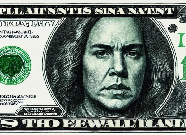 Image similar to reylo kiss dollar bill