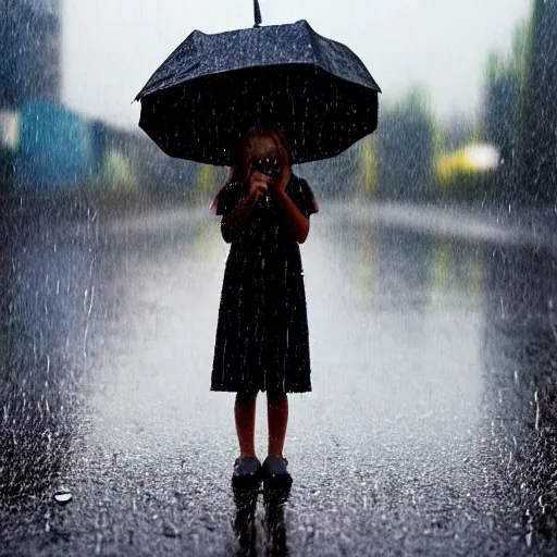 Image similar to Girl standing in a rainy weather with tiny droplets falling