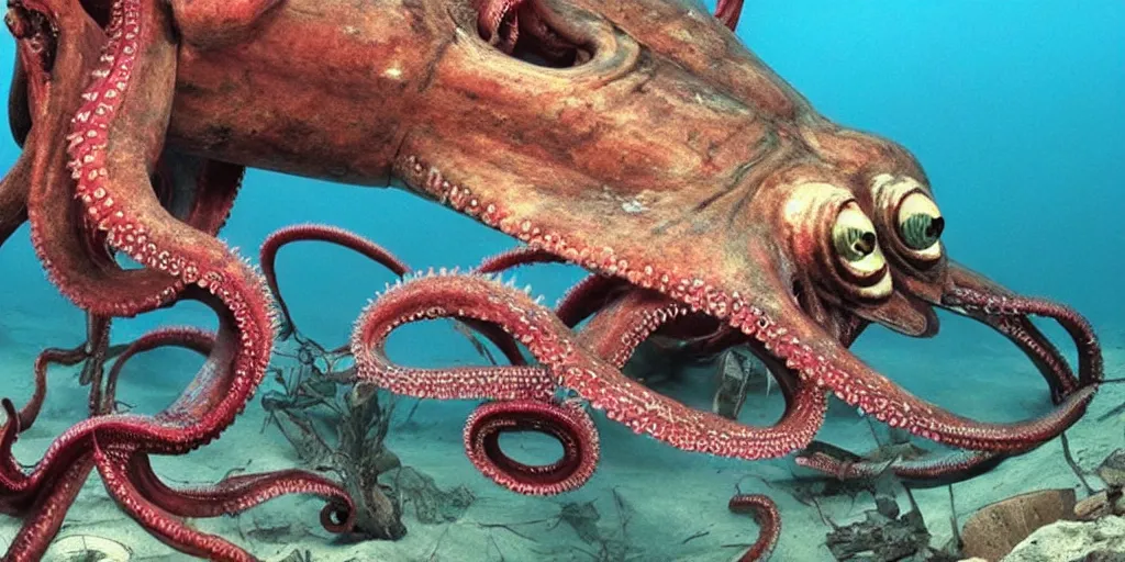 Image similar to photo of cyberoctopus species mutated xenomorph aquatic life cyber award winning photo