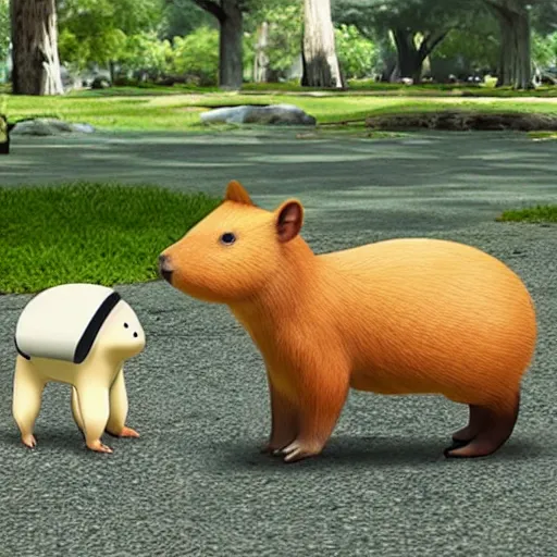 Prompt: Capybara Pokémon in Pokémon Go