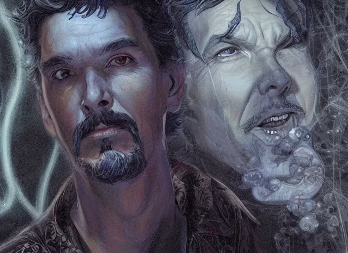 Prompt: a highly detailed ghostly portrait of stephen strange, james gurney, james jean