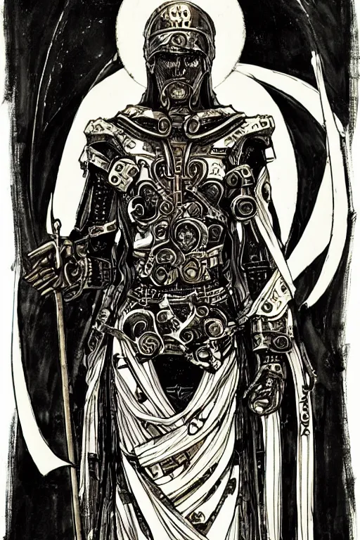 Image similar to orthodox icon, cyborg, ultra detailed, miura kentaro style, tsutomu nihei style,