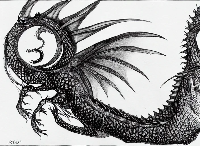 Image similar to modern pen and ink drawing, dragon steam punk, clean lines, really clear, crisp detail, fine pen, Olivia Kemp, julia Hill