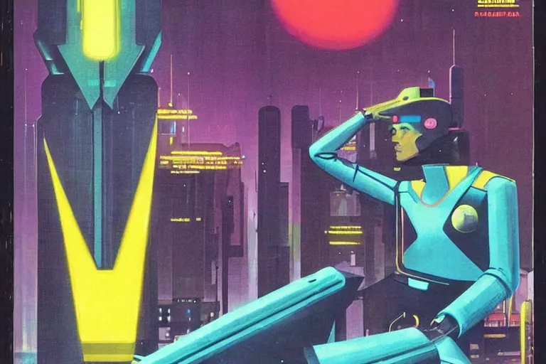 Image similar to 1979 OMNI Magazine Cover of frat Plato. in cyberpunk style by Vincent Di Fate