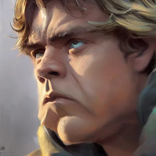 Image similar to greg manchess portrait painting of armored luke skywalker as overwatch character, medium shot, asymmetrical, profile picture, organic painting, sunny day, matte painting, bold shapes, hard edges, street art, trending on artstation, by huang guangjian and gil elvgren and sachin teng