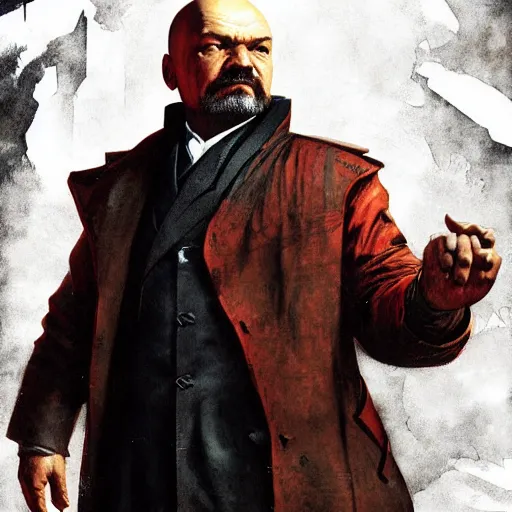 Image similar to lenin in mortal kombat mk 1 1 video game splash screen concept art very very detailed by hans dragan bibin thoma greg rutkowski ismail inceoglu