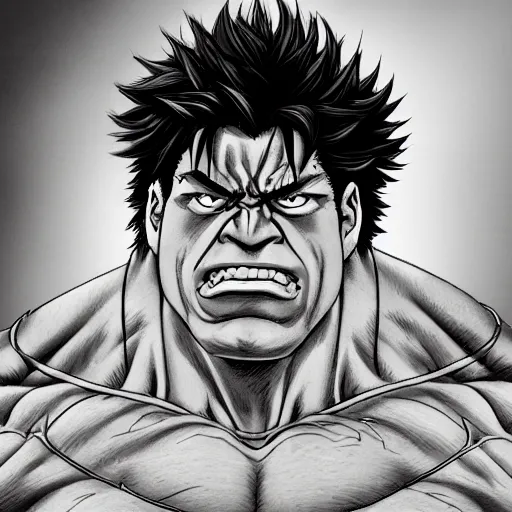 Prompt: detailed portrait hulk by yusuke murata and masakazu katsura, artstation, highly - detailed, cgsociety, pencil and ink, fighting pose, city in the background, dark colors, detailed face, intrincate details, 4 k
