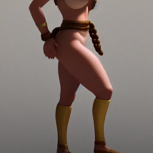 Prompt: A full body portrait of Slave Leia in the style of Pixar, Stylised, Octane Render 4k