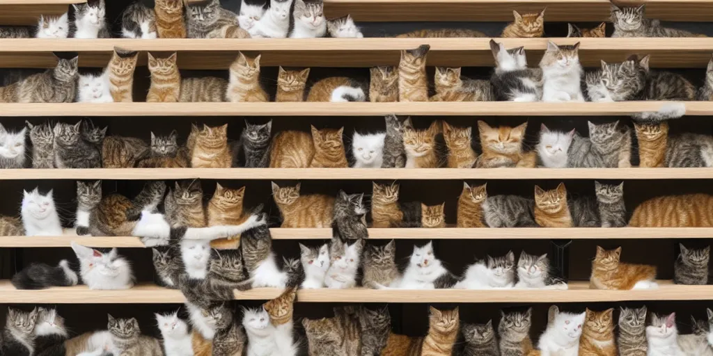 Image similar to Shelves lined with Cats, texture, view from front