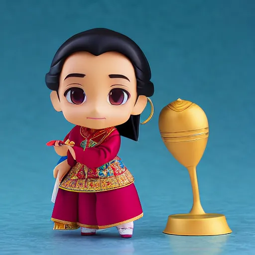 Image similar to cute animated pixar aladdin in traditional clothes as nendoroid, side view, 8 k hd dof, kodak film,