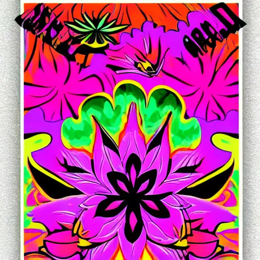 Prompt: psychedelic, flower child, 7 0 s, graphic design poster, bold, organic, pink