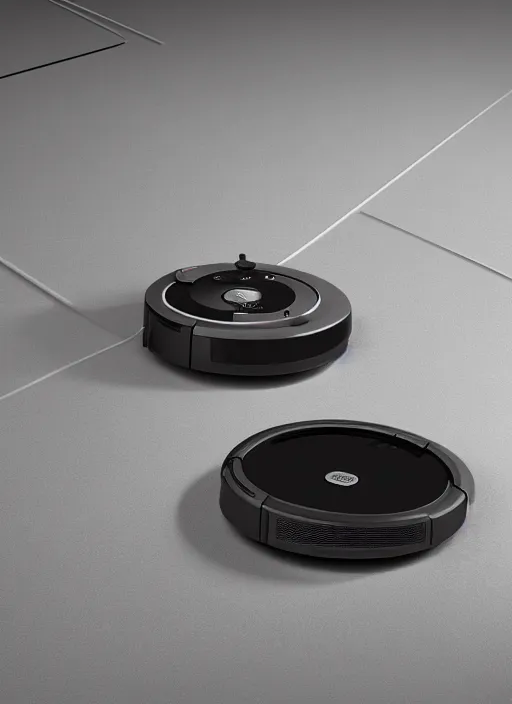 Image similar to A Roomba with a four robot spider legs, 3D Product, professional render, studio quality, octane render