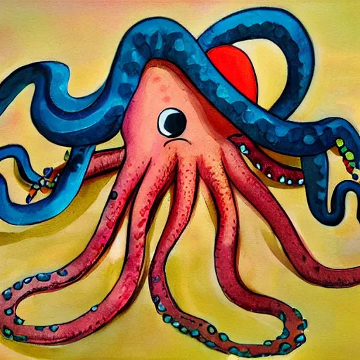 Image similar to octopus with a sombrero, photorealistic