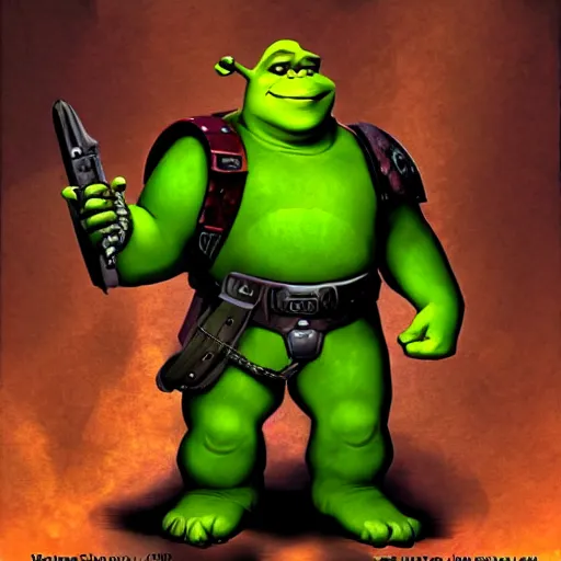 Image similar to Shrek as a Space Marine, concept art