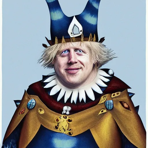 Image similar to boris johnson as a court jester, painting, by weta digital