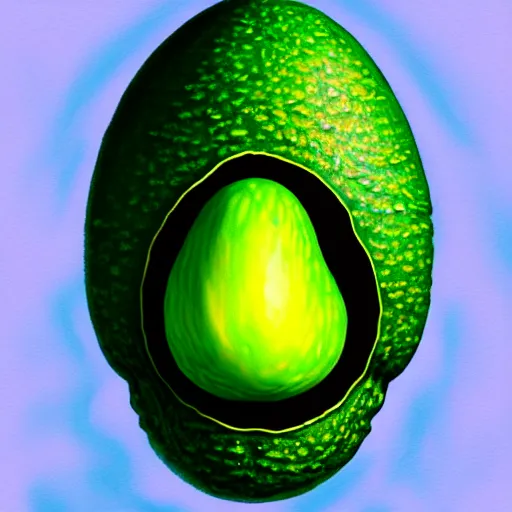 Prompt: An extremely psychedelic portrait of an avocado, surreal, LSD, face, detailed, intricate, elegant, lithe, highly detailed, digital painting, artstation, concept art, smooth, sharp focus, illustration