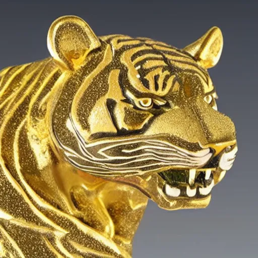 Image similar to gorgeous tiger statue with gold filigree