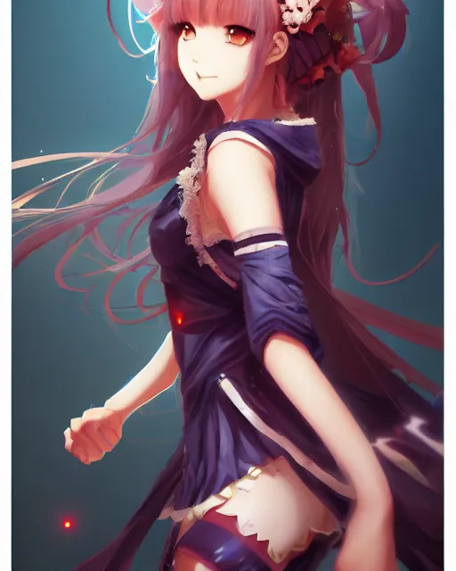 Image similar to character concept art of an anime goddess of awesome explosions | | cute - fine - face, pretty face, realistic shaded perfect face, fine details by stanley artgerm lau, wlop, rossdraws, james jean, andrei riabovitchev, marc simonetti, and sakimichan, tranding on artstation