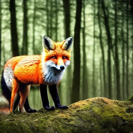 Image similar to a beautiful forest with a fox