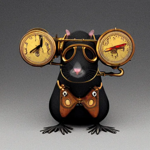 Prompt: a rat with steampunk googles, with Octane